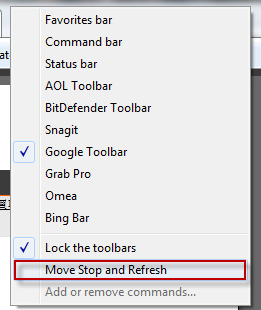 Move stop and refresh in IE9
