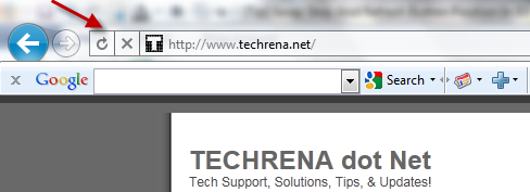 stop and refresh right of the address bar in IE9