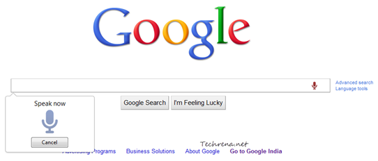 Google Voice search for Chrome