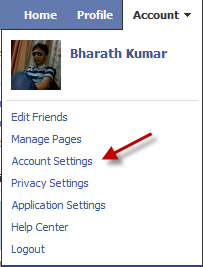 Facebook account settings