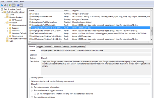 GoogleUpdate in task scheduler 