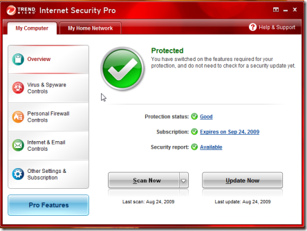 Trend Micro Internet Security 2010 screen shot