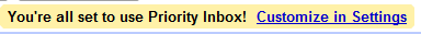 Priority inbox first use