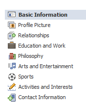 Facebook new profile sidebar