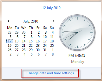 Windows 7 clock