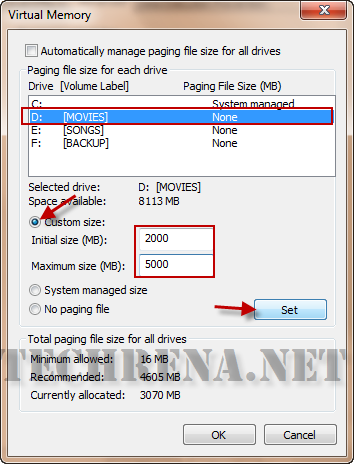 virtual memory custom management