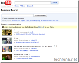 youtube comments search