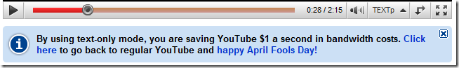 textp mode Youtube bandwidth