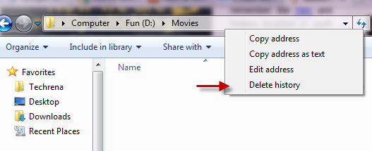 windows 7 delete recent file history