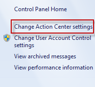 Action Center Windows 7 home