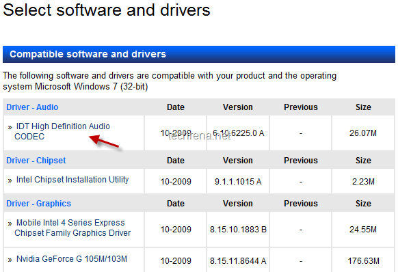 HP IDI audio codec driver download