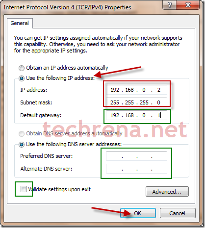 TCP IP v4 properties