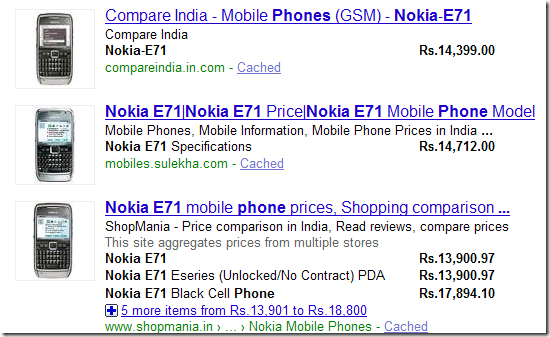 nokia e71 price compare google india