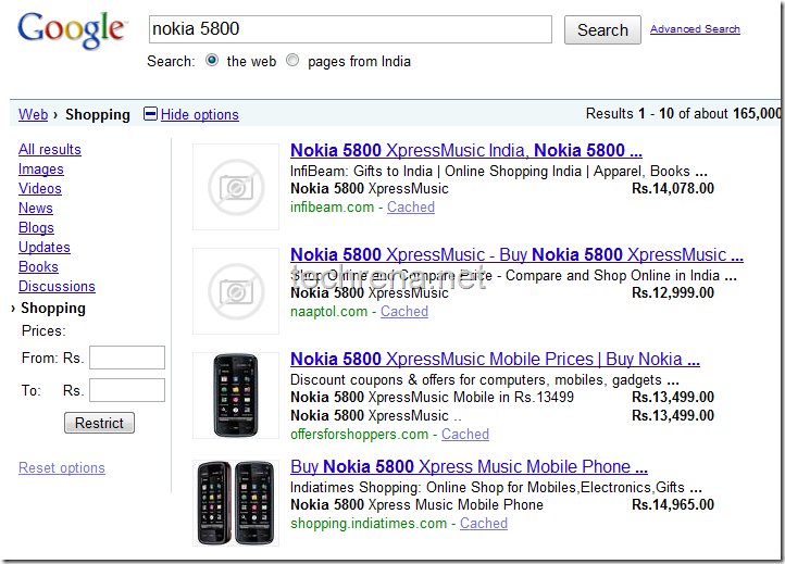 price compare Google india