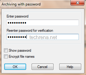 setting archive password in Winrar