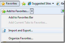 import export favorites in internet explorer
