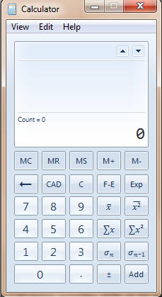 Windows 7 Calculator statistics mode