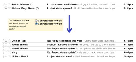 threaded and non-threaded in gmail