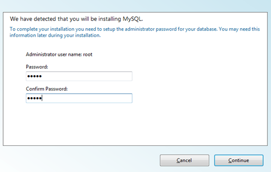 MySQL dayabase admin password web platform
