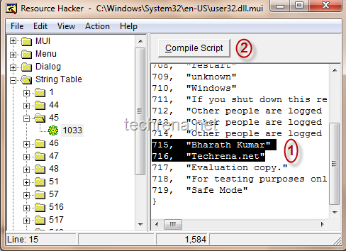change string table values of user32.dll.miu in resource hacker