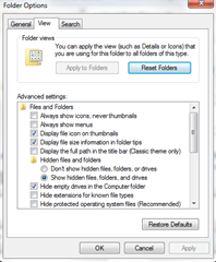 Folder options windows 7