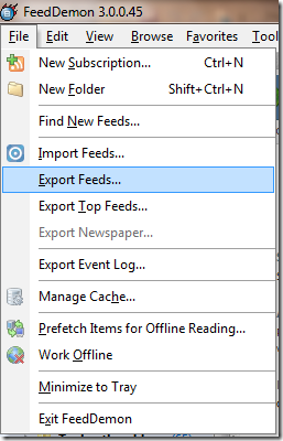 feeddemon feed import export OPML file