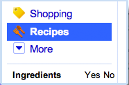 Google search recipes left-hand panel