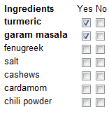 Google Recipe search ingredients