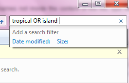 Windows 7 search boolean
