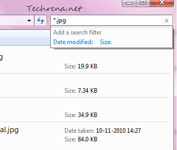 Windows 7 search file type