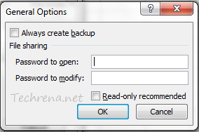 General options open Workbook in Excel 